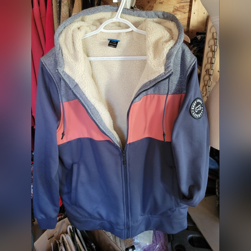Eddie Bauer Blue and Coral Bomber Jacket